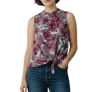 Babaton Hopkins floral tie front sleeveless blouse size XS excellent condition